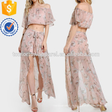 Schulterfrei Blumendruck Crop &amp; Matching Shorts Set Herstellung Großhandel Mode Frauen Bekleidung (TA4108SS)
